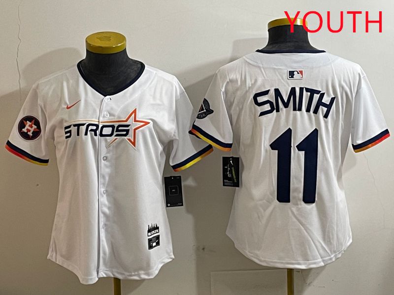 Youth Houston Astros #11 Smith White three generations Joint Name Nike 2025 MLB Jersey style 9